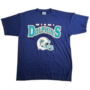 Vintage Dynasty Miami Dolphins Helmet Logo T-Shirt XL NFL Football Blue